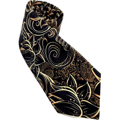GIOVANNI PERA elegancki krawat D624 elegancki, Glamour, kwiaty, paisley, złoty, czarny | Sklep GriShop.eu | Krawaty