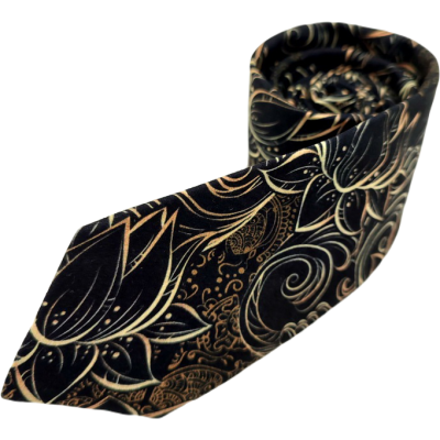 GIOVANNI PERA elegancki krawat D624 elegancki, Glamour, kwiaty, paisley, złoty, czarny | Sklep GriShop.eu | Krawaty