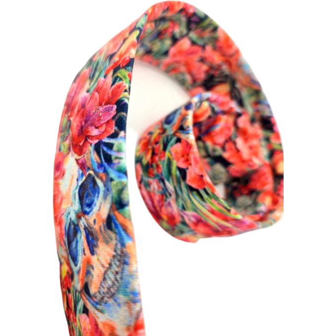 GIOVANNI PERA elegancki krawat D626 kolorowy w kwiaty, czachy, liście, czerwony | Sklep GriShop.eu | Krawaty