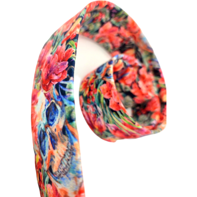 GIOVANNI PERA elegancki krawat D626 kolorowy w kwiaty, czachy, liście, czerwony | Sklep GriShop.eu | Krawaty