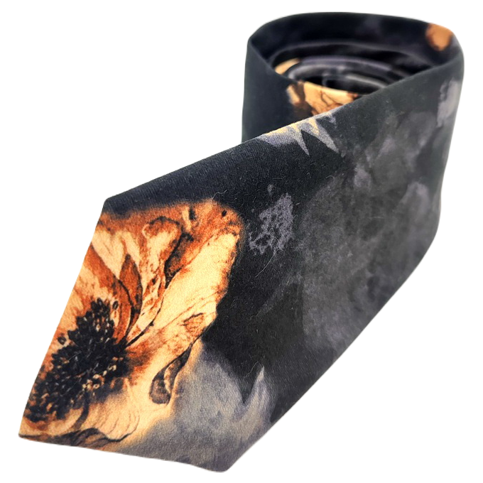 GIOVANNI PERA elegancki krawat D627 czarny w złote kwiaty | Sklep GriShop.eu | Krawaty