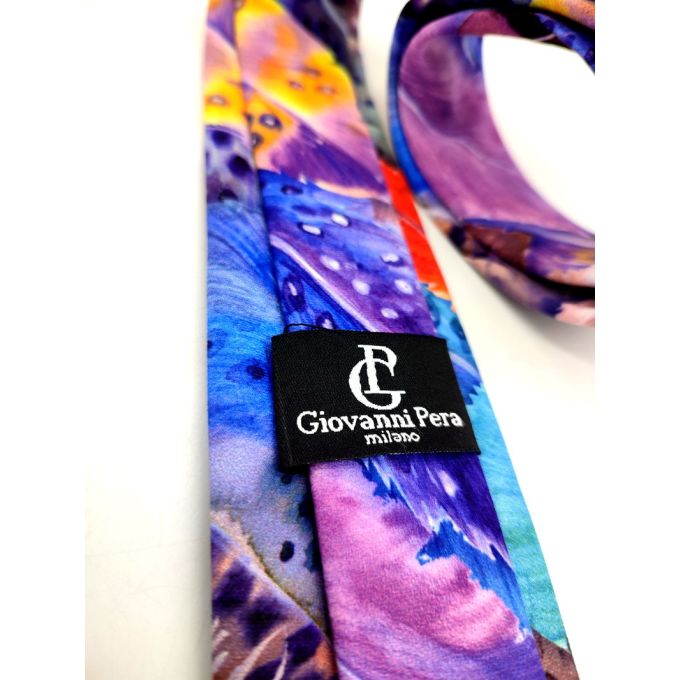 GIOVANNI PERA elegancki krawat D630 kolorowy w pióra, wesoły, ptak | Sklep GriShop.eu | Krawaty
