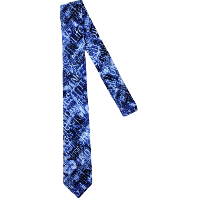 GIOVANNI PERA elegancki krawat D628 niebieski w napisy, efekt jeansu | Sklep GriShop.eu | Krawaty