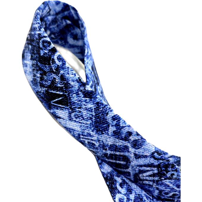 GIOVANNI PERA elegancki krawat D628 niebieski w napisy, efekt jeansu | Sklep GriShop.eu | Krawaty