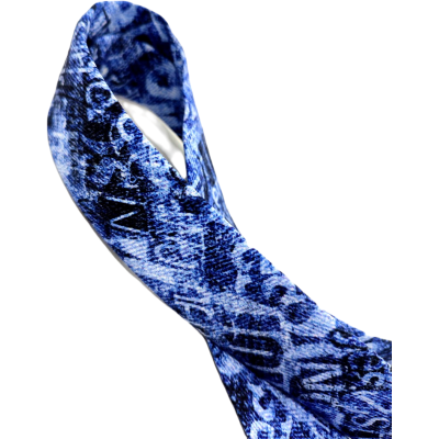 GIOVANNI PERA elegancki krawat D628 niebieski w napisy, efekt jeansu | Sklep GriShop.eu | Krawaty