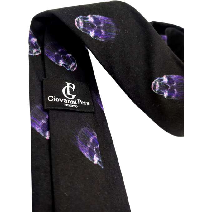 GIOVANNI PERA elegancki krawat D631 czarny w czachy, czaszki | Sklep GriShop.eu | Krawaty