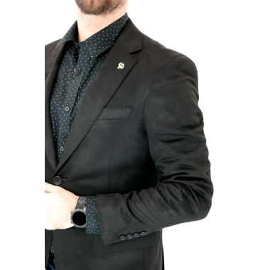 MARCO MILANO Marynarka męska C19 czarna, gładka, elegancka, casual, sportowa
