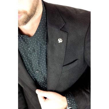 MARCO MILANO Marynarka męska C19 czarna, gładka, elegancka, casual, sportowa