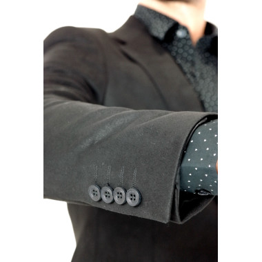 MARCO MILANO Marynarka męska C19 czarna, gładka, elegancka, casual, sportowa