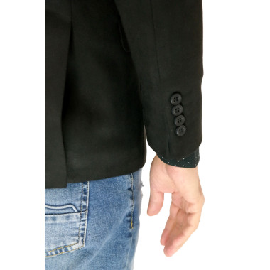 MARCO MILANO Marynarka męska C19 czarna, gładka, elegancka, casual, sportowa