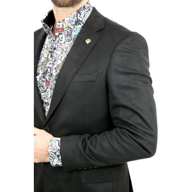 MARCO MILANO Marynarka męska C19 czarna, gładka, elegancka, casual, sportowa
