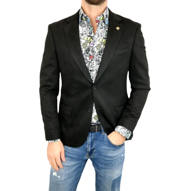 MARCO MILANO Marynarka męska C19 czarna, gładka, elegancka, casual, sportowa