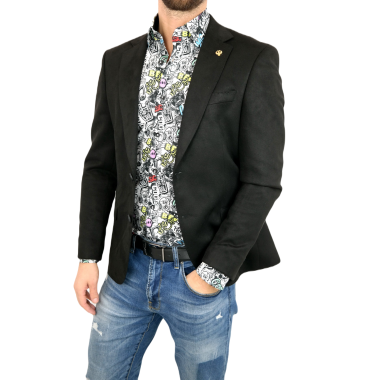 MARCO MILANO Marynarka męska C19 czarna, gładka, elegancka, casual, sportowa