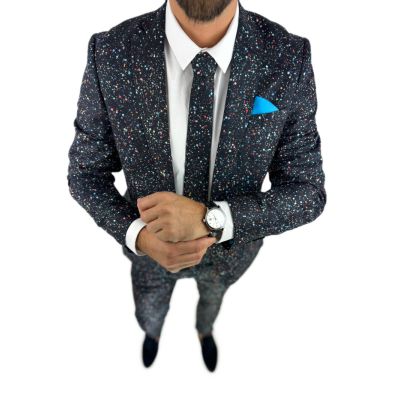 GIOVANNI PERA Garnitur męski D629-G kropki, konfetti, kolorowa podszewka, wesoły | Sklep GriShop.eu | Garnitury
