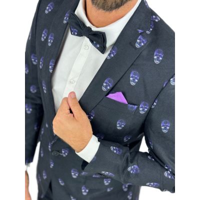 GIOVANNI PERA Garnitur męski D631-G czarny w czachy, elegancki, imprezowy, kolorowa podszewka | Sklep GriShop.eu | Garnitury