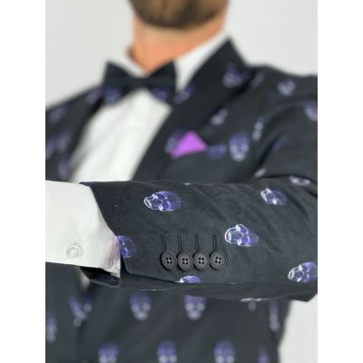 GIOVANNI PERA Garnitur męski D631-G czarny w czachy, elegancki, imprezowy, kolorowa podszewka | Sklep GriShop.eu | Garnitury