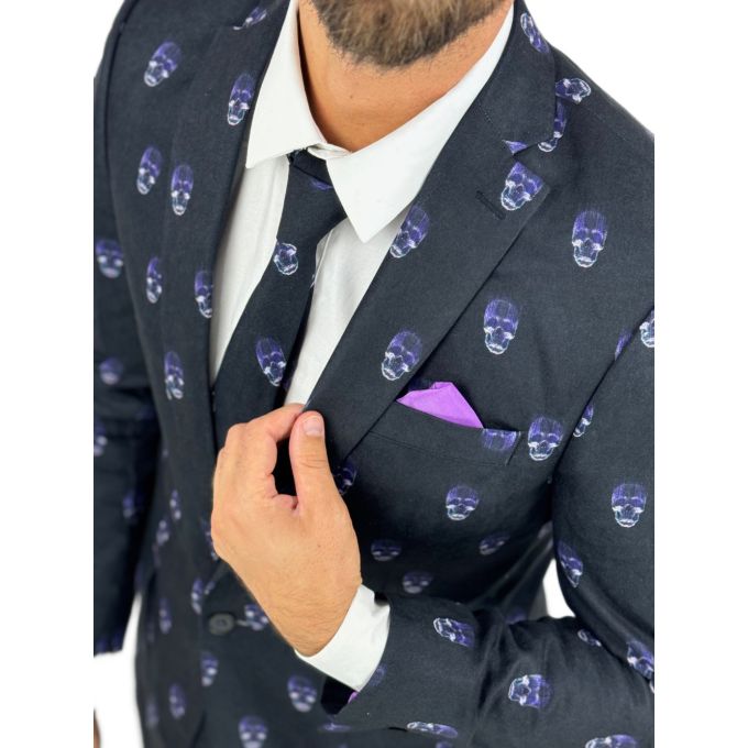 GIOVANNI PERA Garnitur męski D631-G czarny w czachy, elegancki, imprezowy, kolorowa podszewka | Sklep GriShop.eu | Garnitury