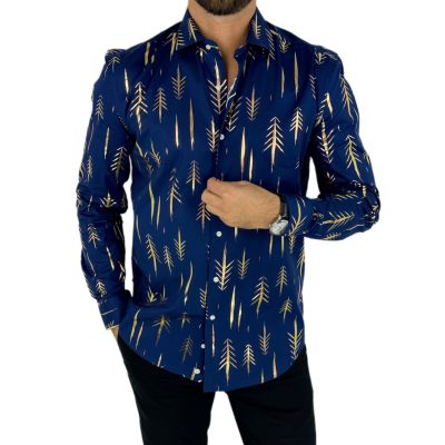 OPPOSUITS Koszula męska granatowa O18 złoty wzór, imprezowa | Sklep GriShop.eu | Koszule
