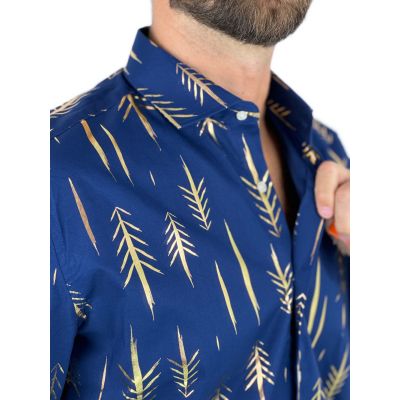 OPPOSUITS Koszula męska granatowa O18 złoty wzór, imprezowa | Sklep GriShop.eu | Koszule