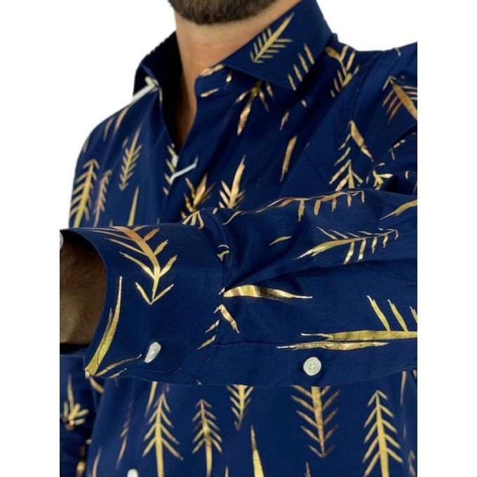 OPPOSUITS Koszula męska granatowa O18 złoty wzór, imprezowa | Sklep GriShop.eu | Koszule