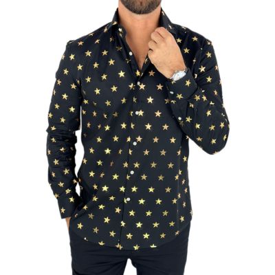 OPPOSUITS Koszula męska czarna O19 złoty wzór, gwiazdki, imprezowa | Sklep GriShop.eu | Koszule