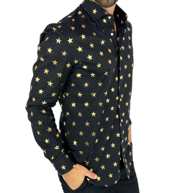 OPPOSUITS Koszula męska czarna O19 złoty wzór, gwiazdki, imprezowa | Sklep GriShop.eu | Koszule