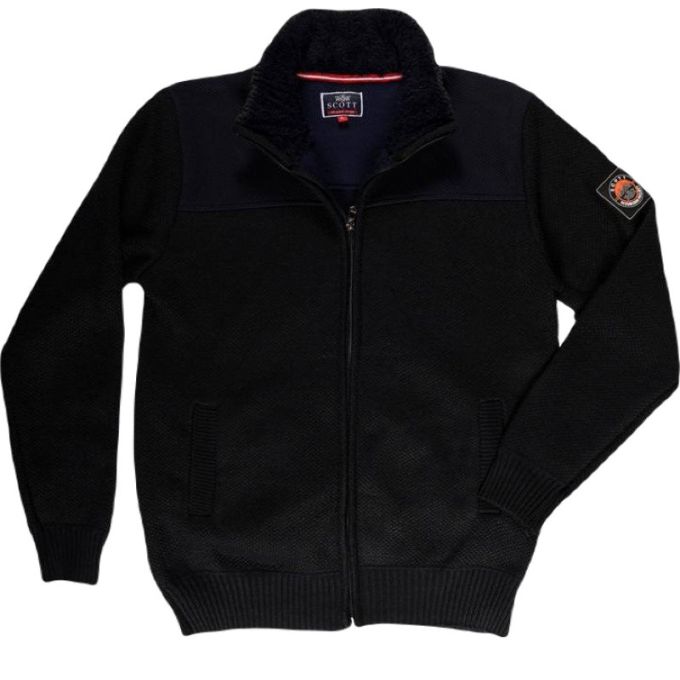 SCOTT - Sweter męski czarno-granatowy SC2 rozpinany, ciepły | Sklep GriShop.eu | Swetry