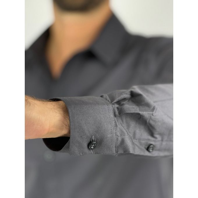 GIOVANNI PERA Koszula męska GP348 elastyczna grafitowa, efektowne logo | Sklep GriShop.eu | Koszule