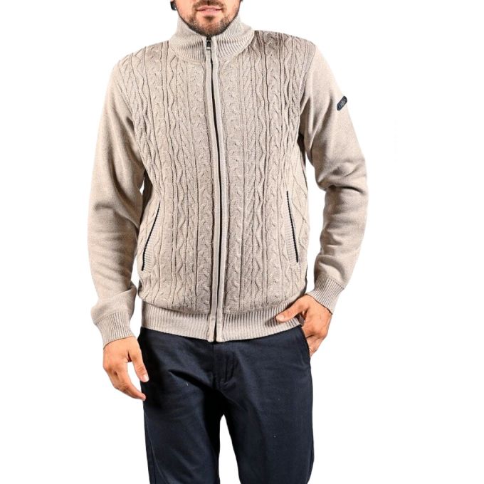 SCOTT - Sweter męski beżowy SC1 rozpinany, ciepły | Sklep GriShop.eu | Swetry