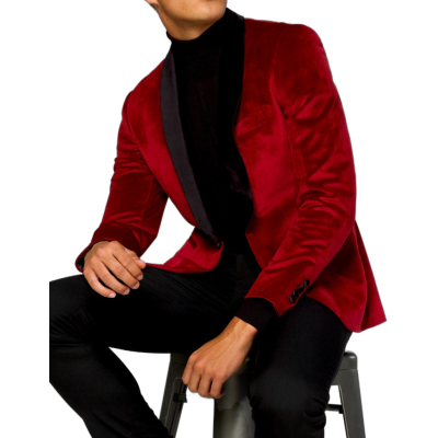 OPPOSUITS Marynarka męska MO3 czerwona, aksamit, ekskluzywna, DINNER JACKET - BURGUNDY | Sklep GriShop.eu | Marynarki