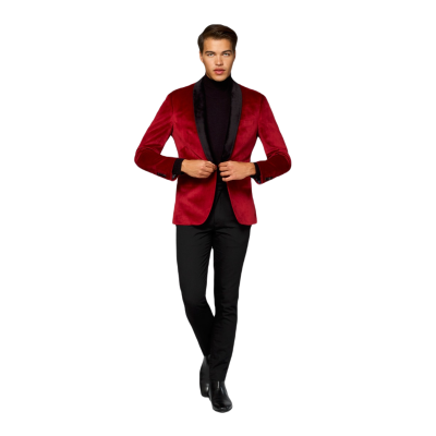OPPOSUITS Marynarka męska MO3 czerwona, aksamit, ekskluzywna, DINNER JACKET - BURGUNDY | Sklep GriShop.eu | Marynarki