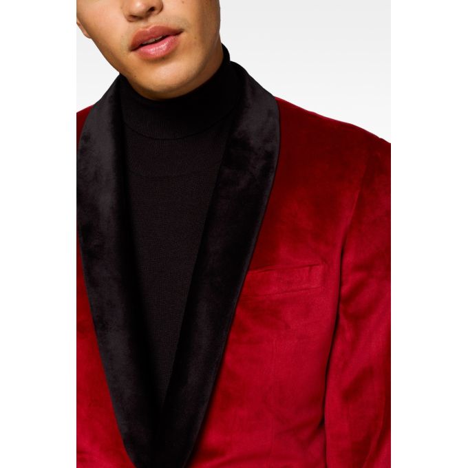 OPPOSUITS Marynarka męska MO3 czerwona, aksamit, ekskluzywna, DINNER JACKET - BURGUNDY | Sklep GriShop.eu | Marynarki