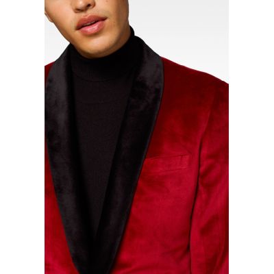 OPPOSUITS Marynarka męska MO3 czerwona, aksamit, ekskluzywna, DINNER JACKET - BURGUNDY | Sklep GriShop.eu | Marynarki