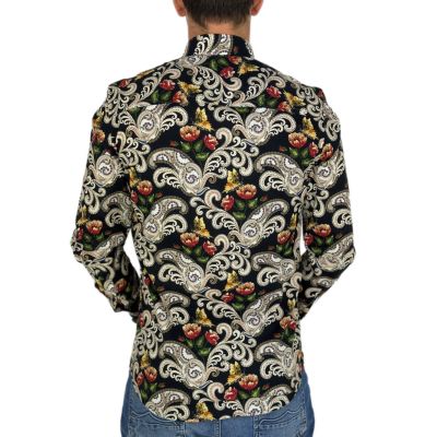 GUISEPPE LUIGI Koszula męska GL40 czarna w kwiaty, paislay | Sklep GriShop.eu | Koszule