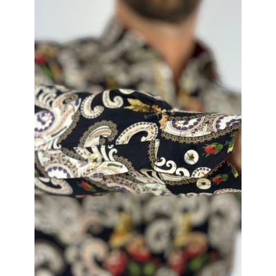GUISEPPE LUIGI Koszula męska GL40 czarna w kwiaty, paislay | Sklep GriShop.eu | Koszule