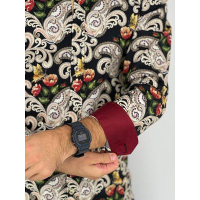 GUISEPPE LUIGI Koszula męska GL40 czarna w kwiaty, paislay | Sklep GriShop.eu | Koszule