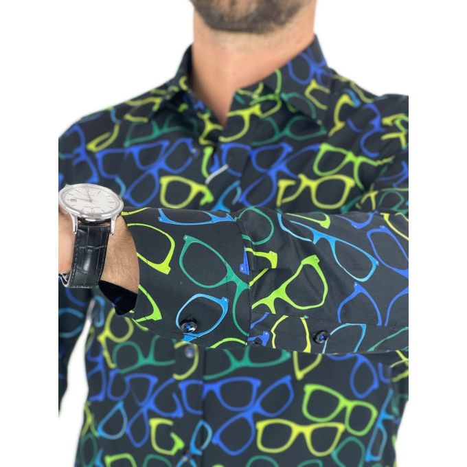 GIOVANNI PERA Koszula męska GP355 czarna, okulary, optyk, kolorowa | Sklep GriShop.eu | Koszule