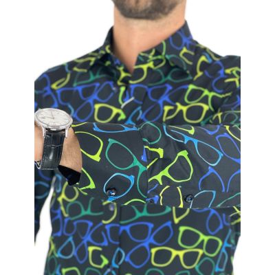 GIOVANNI PERA Koszula męska GP355 czarna, okulary, optyk, kolorowa | Sklep GriShop.eu | Koszule