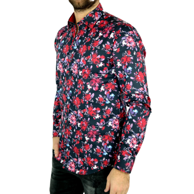 DANIEL BESSI Koszula męska fb540 ekskluzywna róże kwiaty kolorowa | Sklep GriShop.eu | Koszule