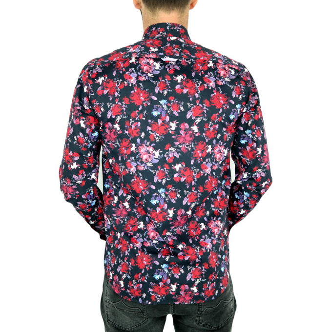 DANIEL BESSI Koszula męska fb540 ekskluzywna róże kwiaty kolorowa | Sklep GriShop.eu | Koszule