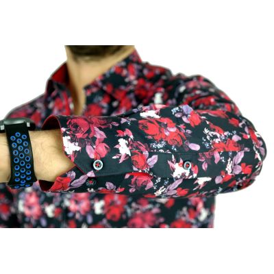 DANIEL BESSI Koszula męska fb540 ekskluzywna róże kwiaty kolorowa | Sklep GriShop.eu | Koszule