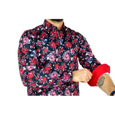 DANIEL BESSI Koszula męska fb540 ekskluzywna róże kwiaty kolorowa | Sklep GriShop.eu | Koszule