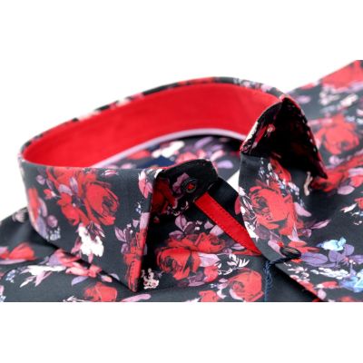 DANIEL BESSI Koszula męska fb540 ekskluzywna róże kwiaty kolorowa | Sklep GriShop.eu | Koszule