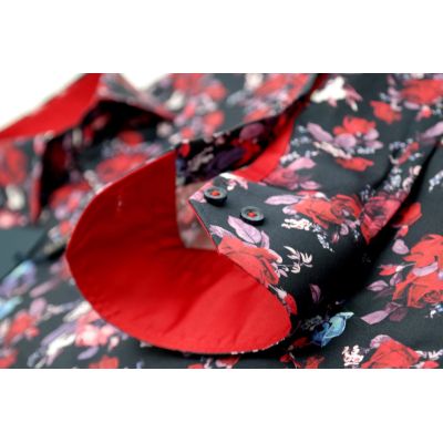 DANIEL BESSI Koszula męska fb540 ekskluzywna róże kwiaty kolorowa | Sklep GriShop.eu | Koszule