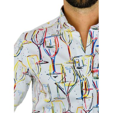 GIOVANNI PERA Koszula męska GP358 Biała, kieliszki, kolorowa, barman | Sklep GriShop.eu | Koszule 2
