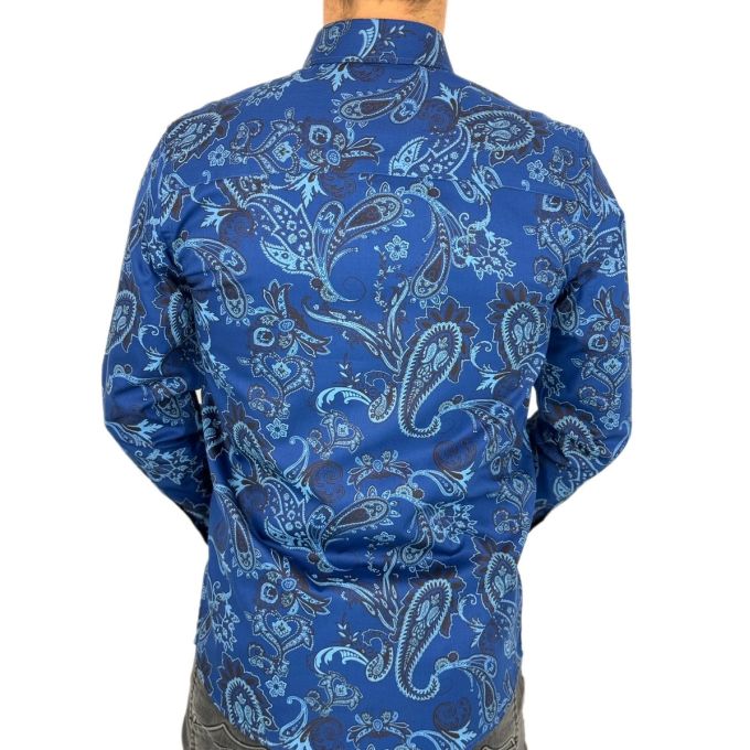 GUISEPPE LUIGI Koszula męska GL45 niebieska, paisley, kwiaty | Sklep GriShop.eu | Koszule
