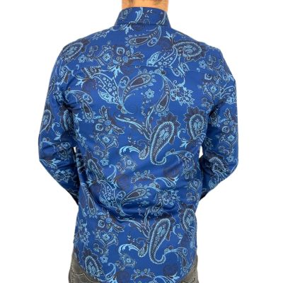 GUISEPPE LUIGI Koszula męska GL45 niebieska, paisley, kwiaty | Sklep GriShop.eu | Koszule
