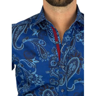 GUISEPPE LUIGI Koszula męska GL45 niebieska, paisley, kwiaty | Sklep GriShop.eu | Koszule