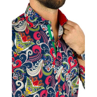 GUISEPPE LUIGI Koszula męska GL47 niebieska, kwiaty, kolorowa, paislay | Sklep GriShop.eu | Koszule