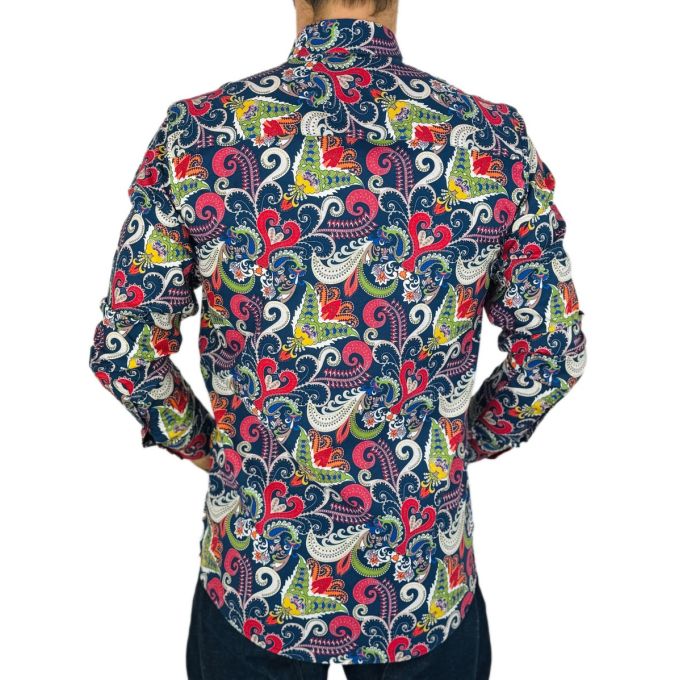GUISEPPE LUIGI Koszula męska GL47 niebieska, kwiaty, kolorowa, paislay | Sklep GriShop.eu | Koszule